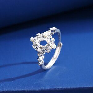 Solid 925 Sterling Silver Empty Ring Setting, 4x6mm Oval Prong Basket